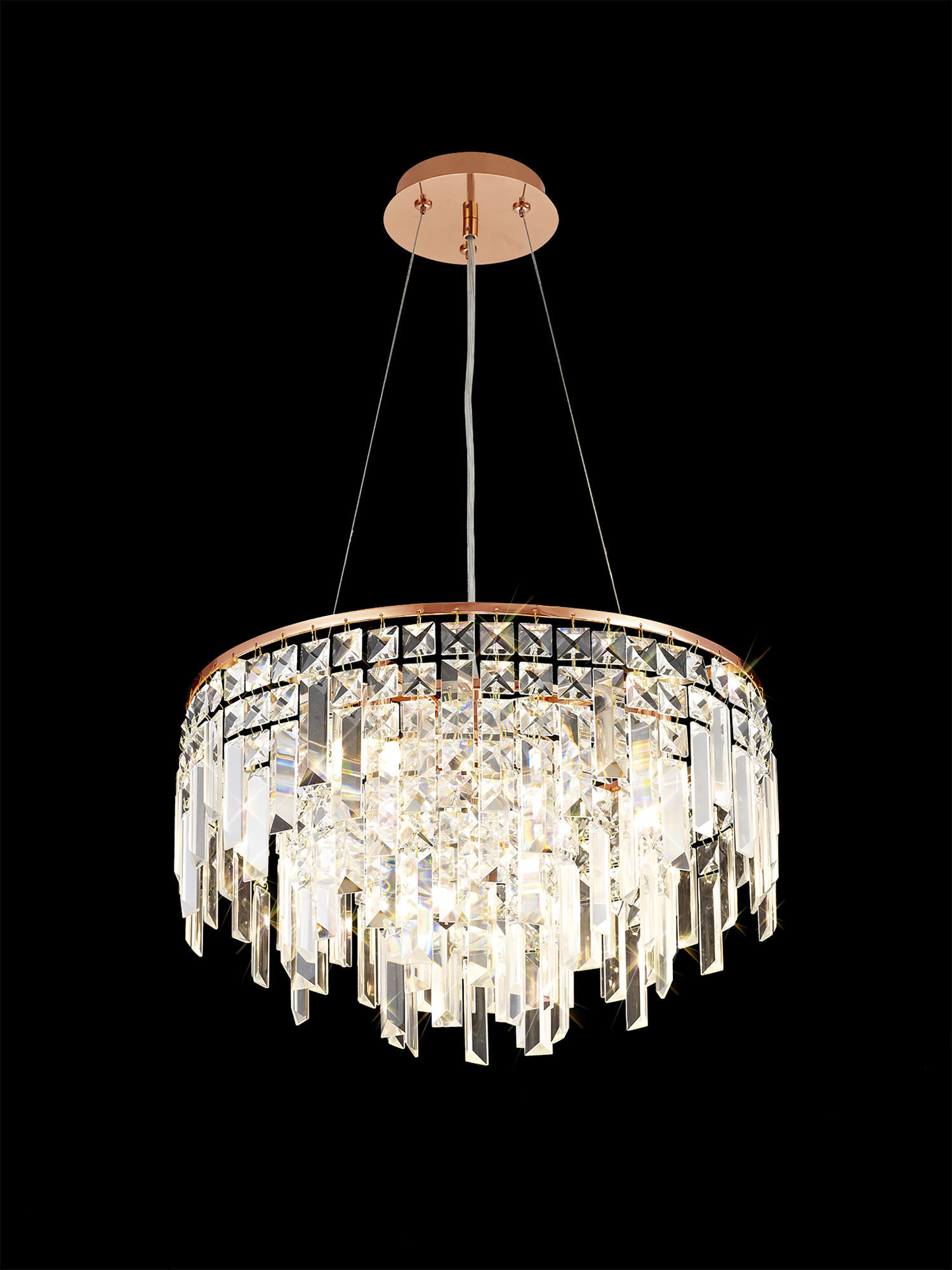 Maddison Crystal Ceiling Lights Diyas Ringed & Square Crystal Fittings